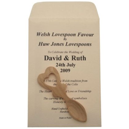 20 + Lovespoon Wedding Favours with Personalised Envelopes