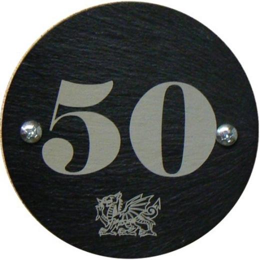 B - Welsh Slate House Plaque - Black Finish (4.25x0.25)