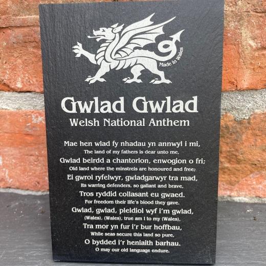 Gwlad Gwlad / Welsh National Anthem Translated - Welsh Slate Plaque