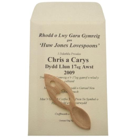 20 + Lovespoon Wedding Favours & Personalised Envelopes - MJ2L