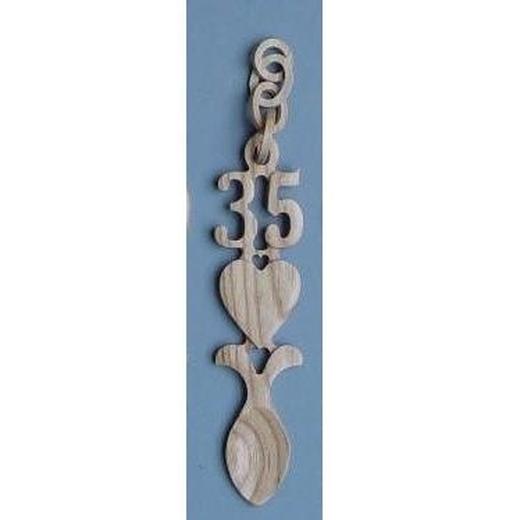 35th Birthday ~ Welsh Wooden Lovespoon on 4 Links