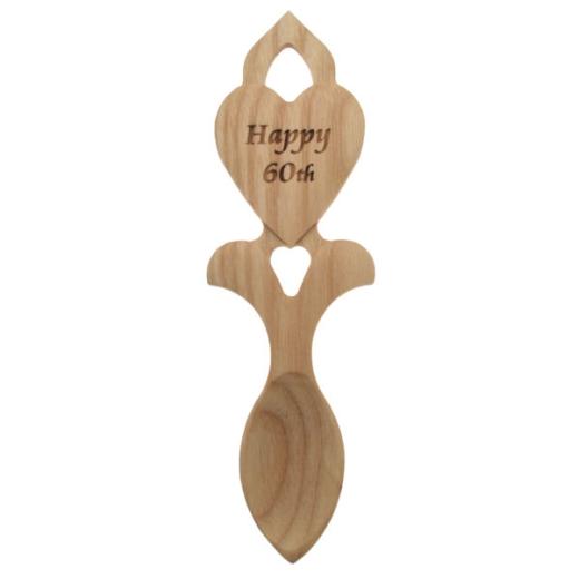 Happy 60th ~ Welsh Wooden Lovespoon