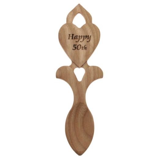 Happy 50th ~ Welsh Wooden Lovespoon