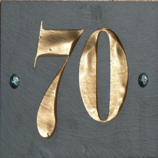 V - Welsh Slate House Plaque - Natural Finish (6x4x0.25)