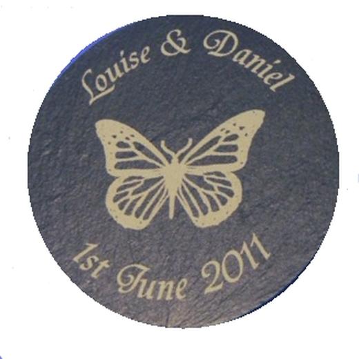 30 + Personalised Welsh Slate Coasters - Butterfly - Wedding Favours