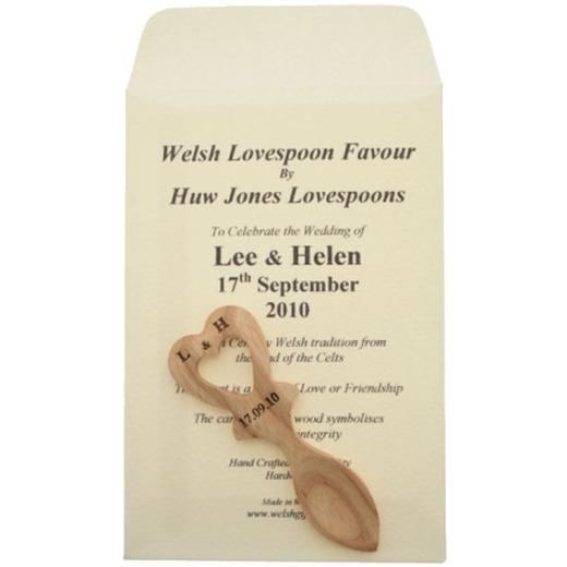 20 + Engraved Lovespoon Favours & Personalised Envelopes - MJ4L