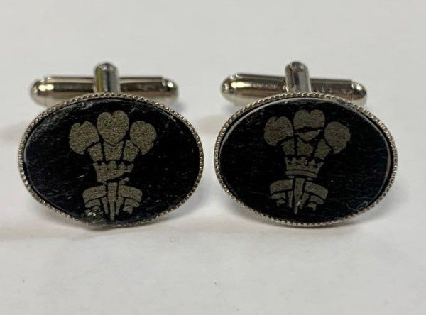 Welsh Slate Cufflinks - Three Feathers