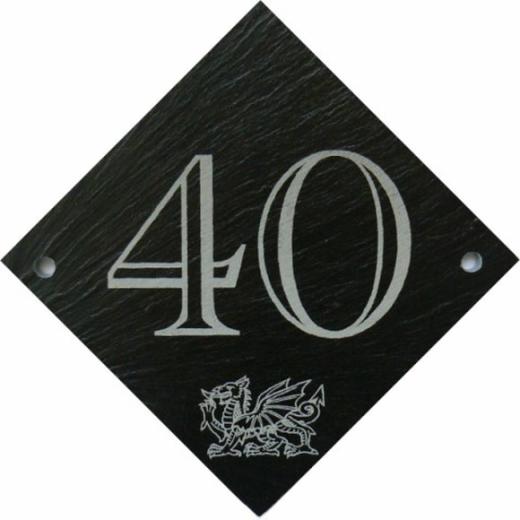 A - Welsh Slate House Plaque - Black Finish (4.25x4.25x0.25)