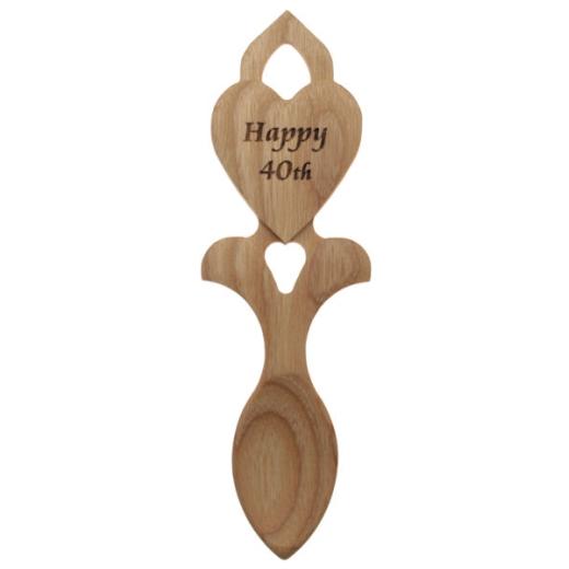 Happy 40th ~ Welsh Wooden Lovespoon