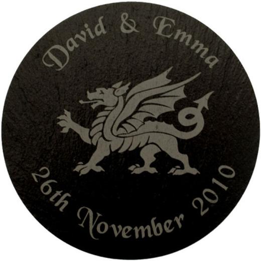 30 + Personalised Welsh Slate Coasters - Welsh Dragon - Wedding Favours